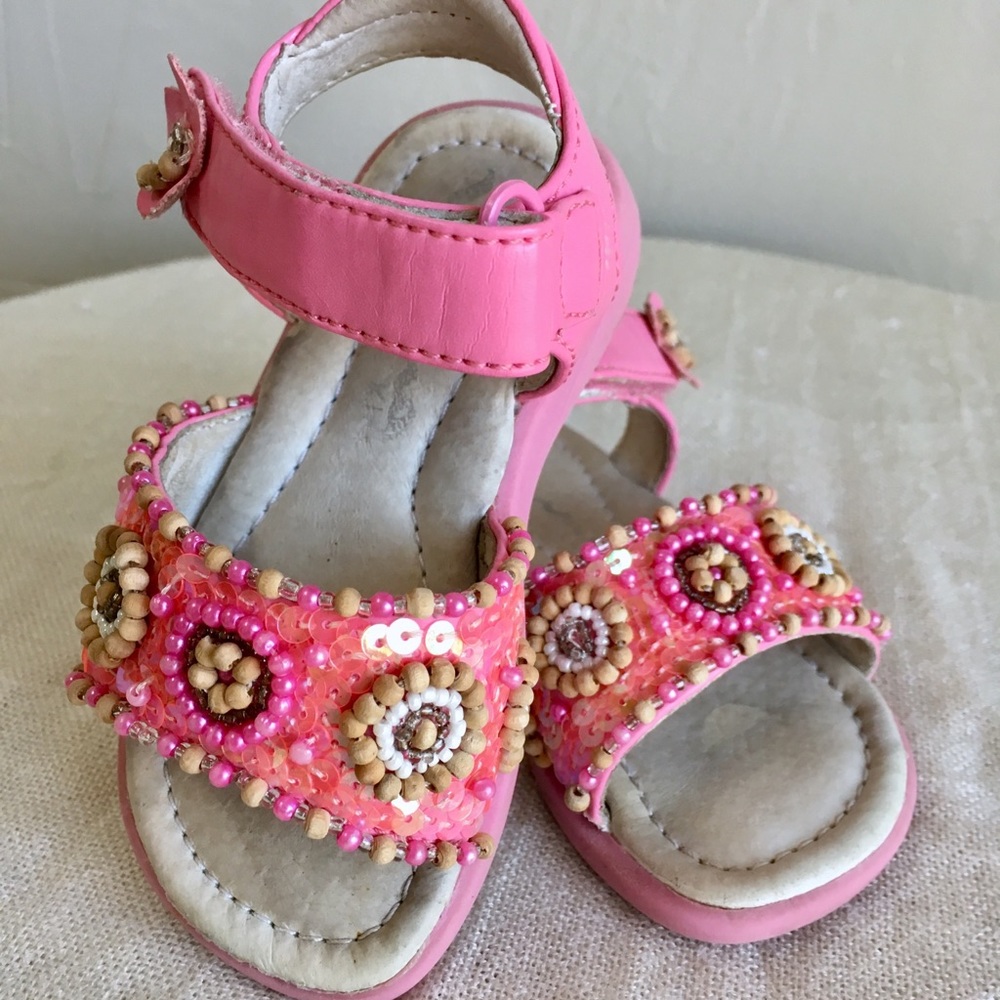 Baby Girl Nina Pink Sequin Sandals Sz 5